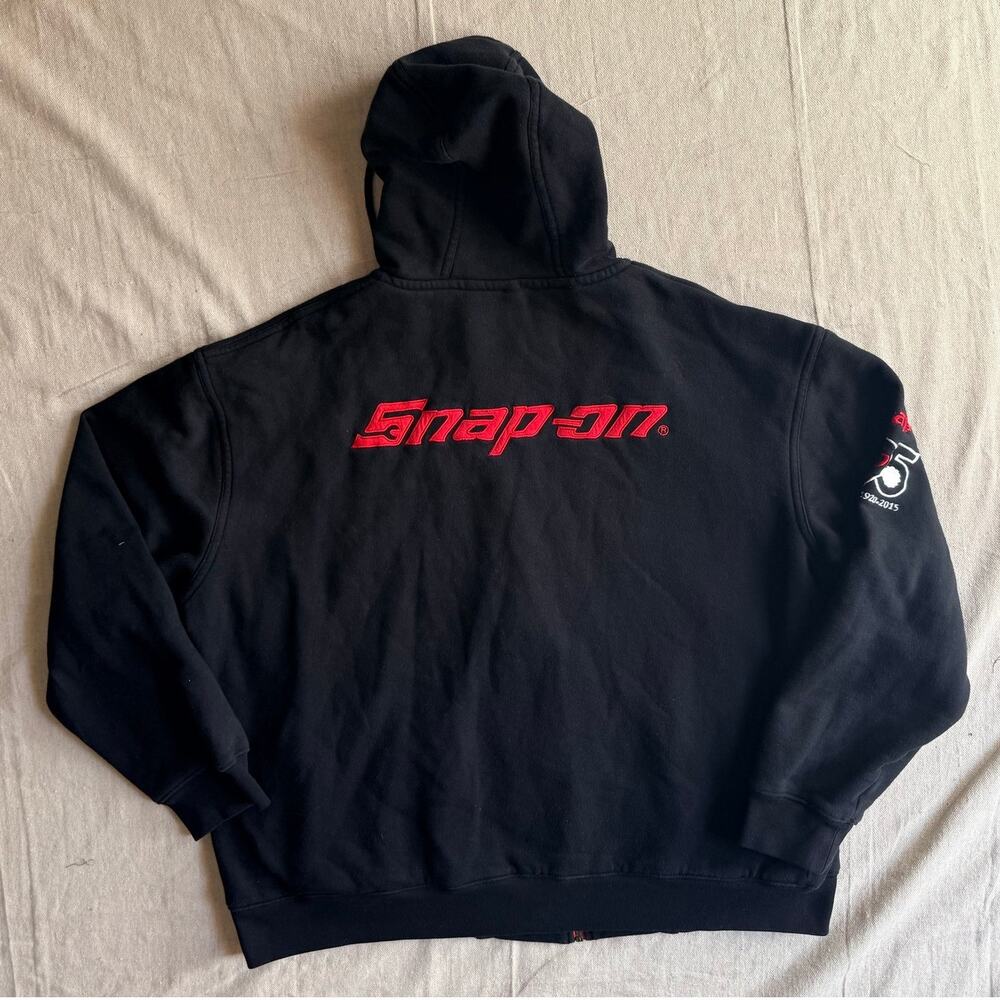 Snap-On Full Zip Hoodie Sweatshirt Black Men's XL 95th Anniversary Heavyweight